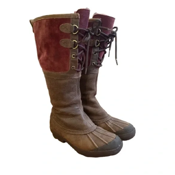 UGG F19012H Waterproof Leather & Suede Tall Lace-Up Winter Boots Women’s 7 - Picture 2 of 14